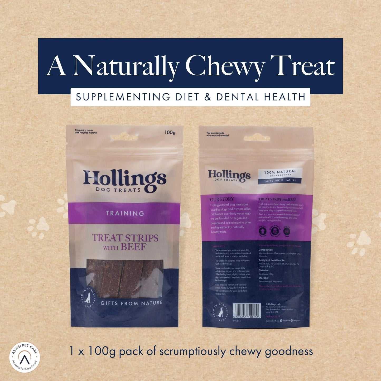 Hollings Treat Strips with Beef Hollings