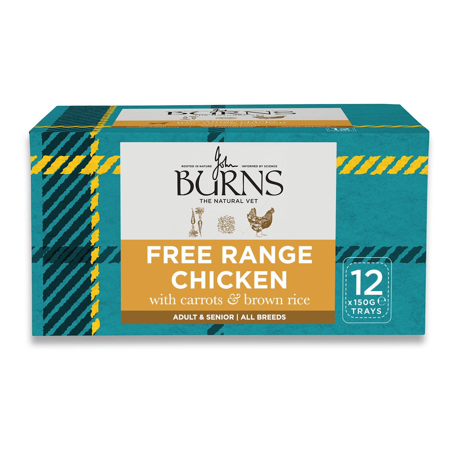 Free Range Chicken, Vegetables & Brown Rice Wet Dog Food Burns Pet Nutrition 12 x 150g Trays