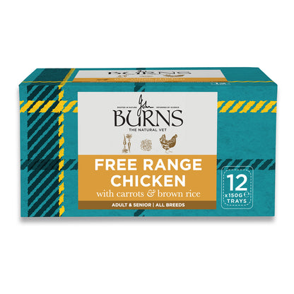Free Range Chicken, Vegetables & Brown Rice Wet Dog Food Burns Pet Nutrition 12 x 150g Trays