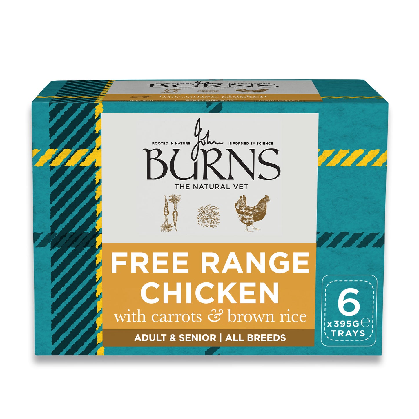 Free Range Chicken, Vegetables & Brown Rice Wet Dog Food Burns Pet Nutrition 6 x 395g Trays