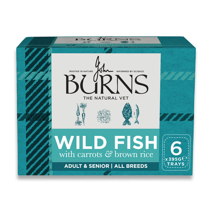 Wild Fish, Carrots & Brown Rice Wet Dog Food Burns Pet Nutrition 6 x 395g Trays