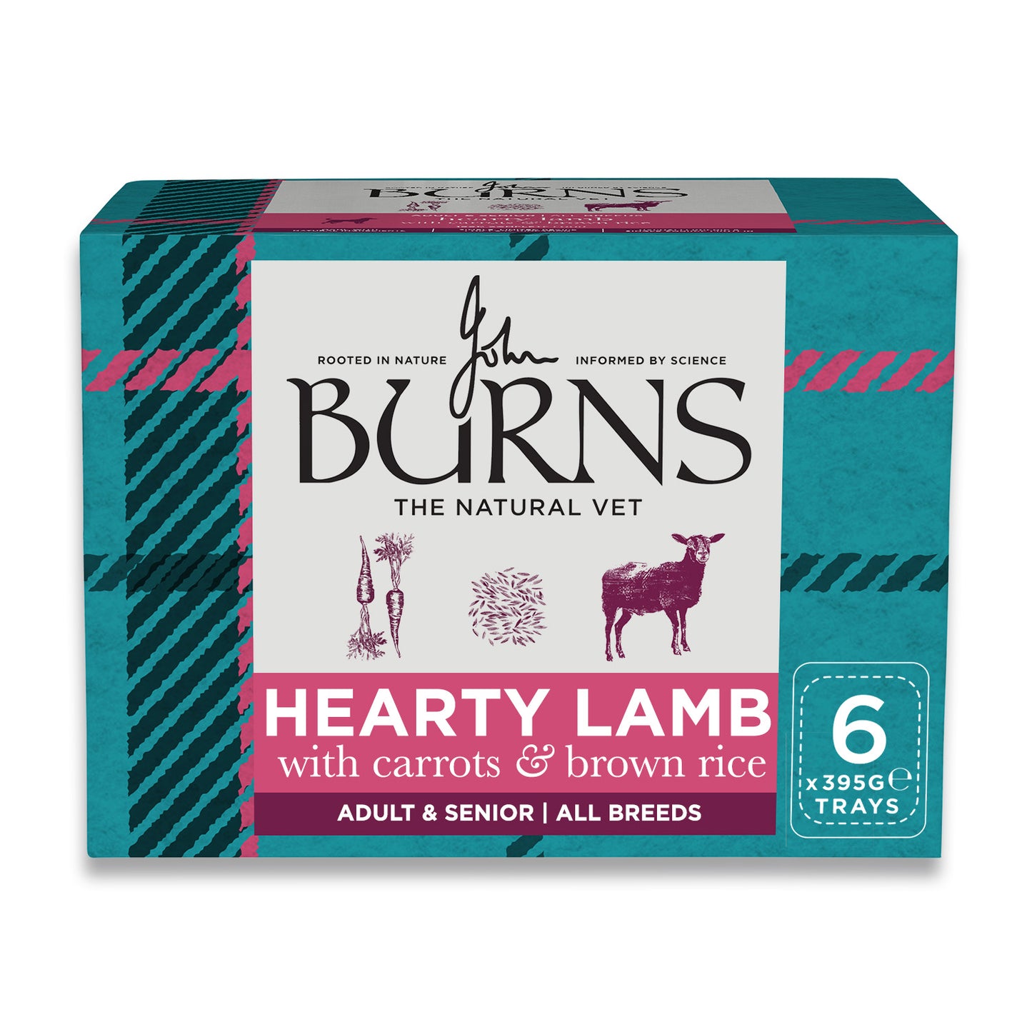 Hearty Lamb, Vegetables & Brown Rice Wet Dog Food Burns Pet Nutrition 6 x 395g Trays