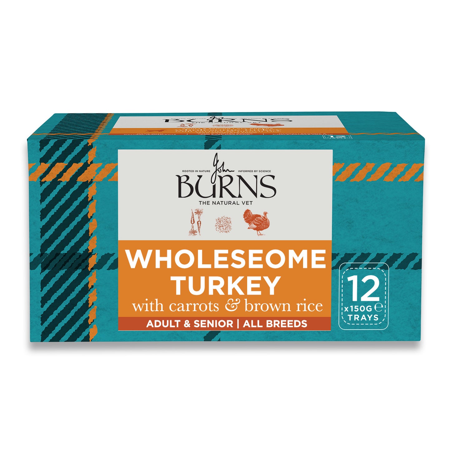 Wholesome Turkey with Carrots & Brown Rice Wet Dog Food Burns Pet Nutrition 12 x 150g Trays