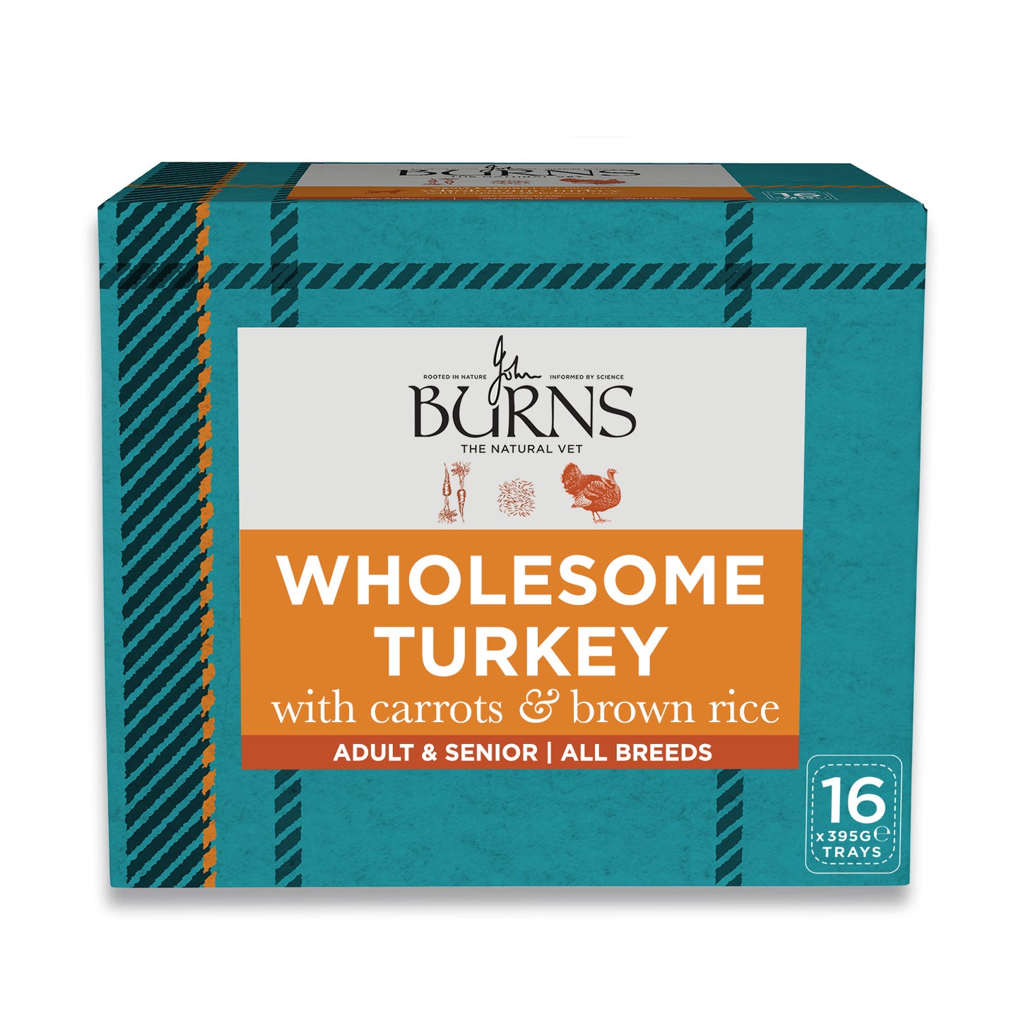 Wholesome Turkey with Carrots & Brown Rice Wet Dog Food Burns Pet Nutrition 16 x 395g Trays