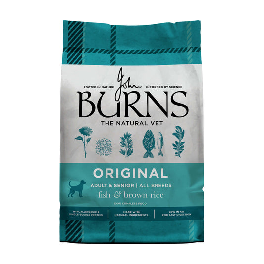 Original Fish & Brown Rice Dry Dog Food Burns Pet Nutrition