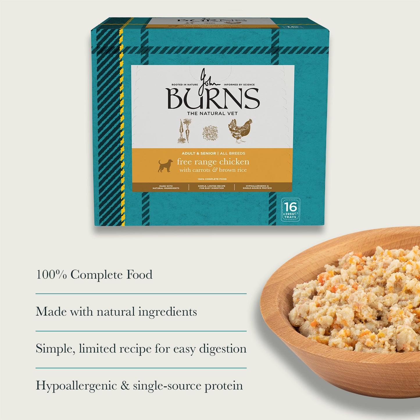 Free Range Chicken, Vegetables & Brown Rice Wet Dog Food Burns Pet Nutrition - 100% Complete Dog Food, Made with natural ingredients, Hypoallergenic and single source protein