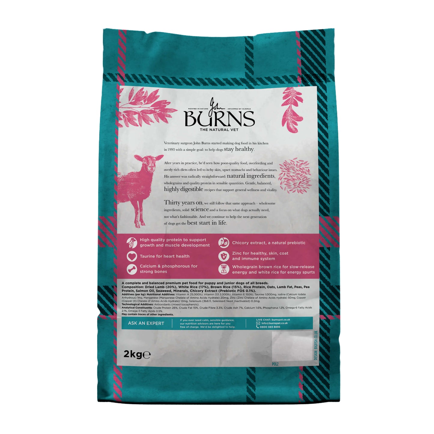 Back of pack for Puppy Original Lamb & Rice Dry Dog Food