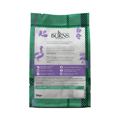 Back of pack for Grain Free Duck & Potato Dry Dog Food
