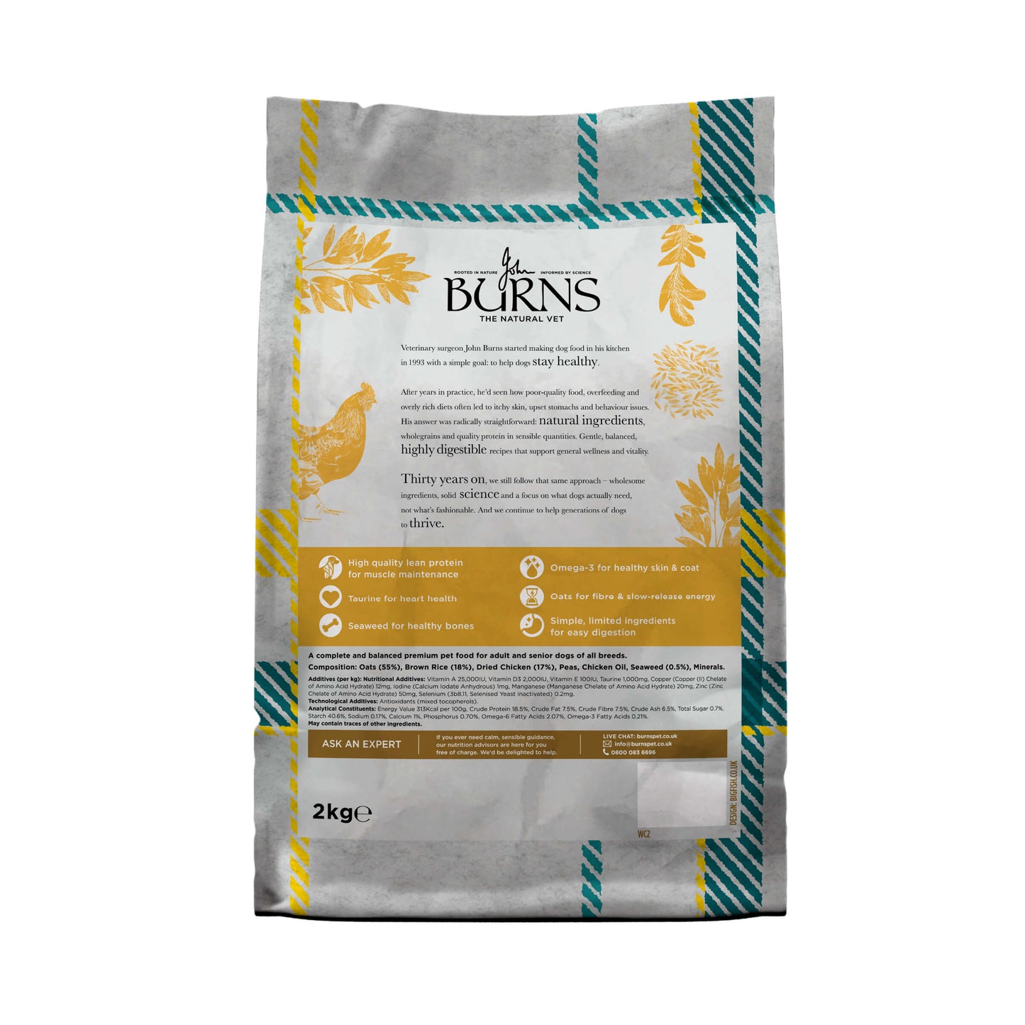 Back of pack for Weight Control Chicken & Oats Dry Dog Food