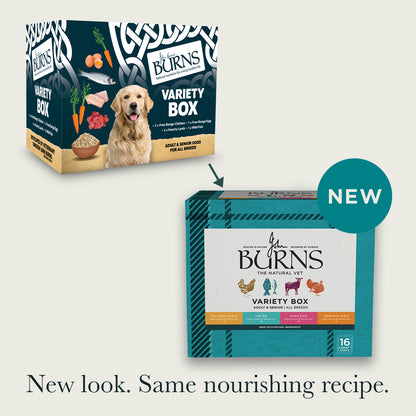 Chicken, Fish, Lamb & Turkey Wet Dog Food Variety Box Burns Pet Nutrition. New look, Same nourishing recipe.