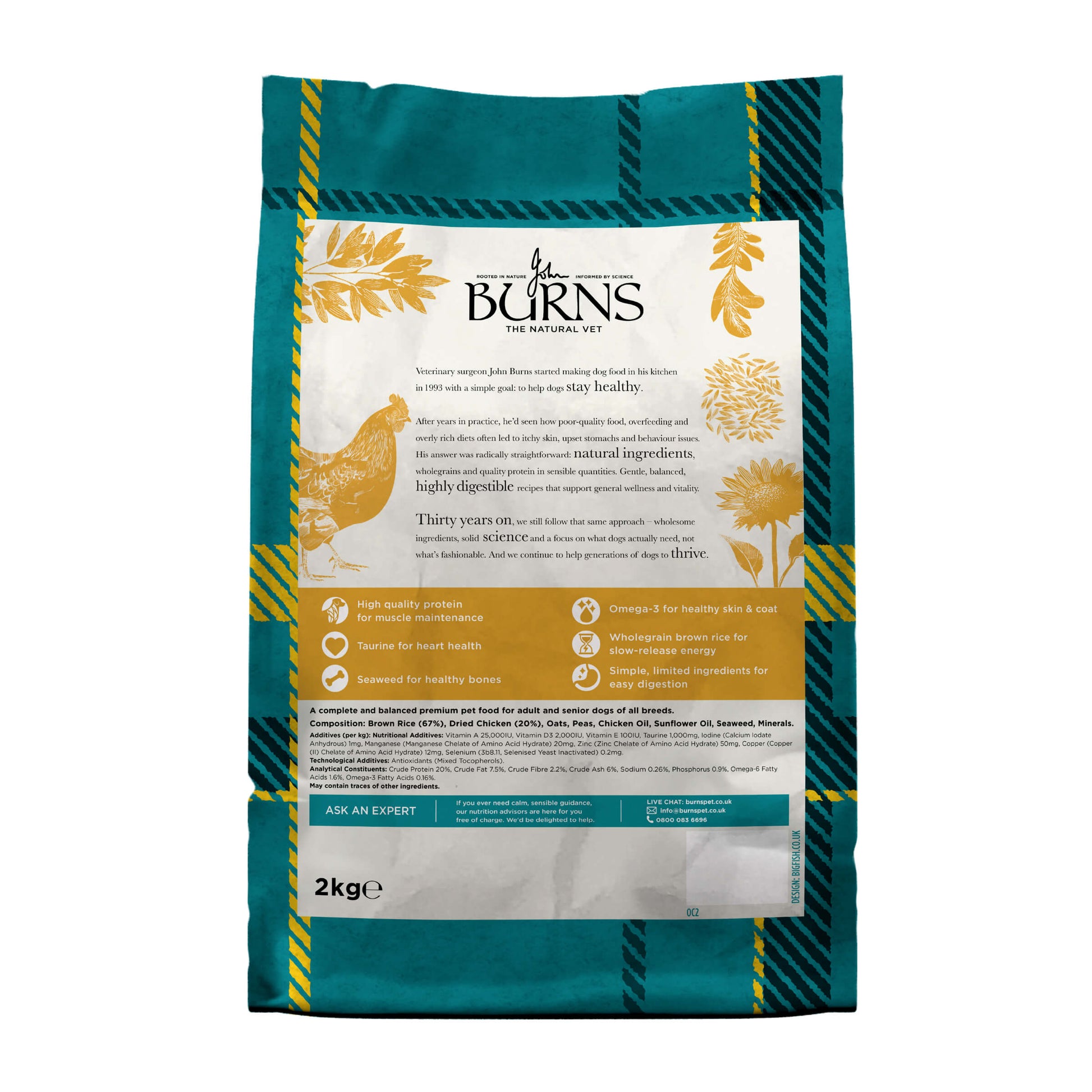 Back of pack for Original Chicken & Brown Rice Dry Dog Food