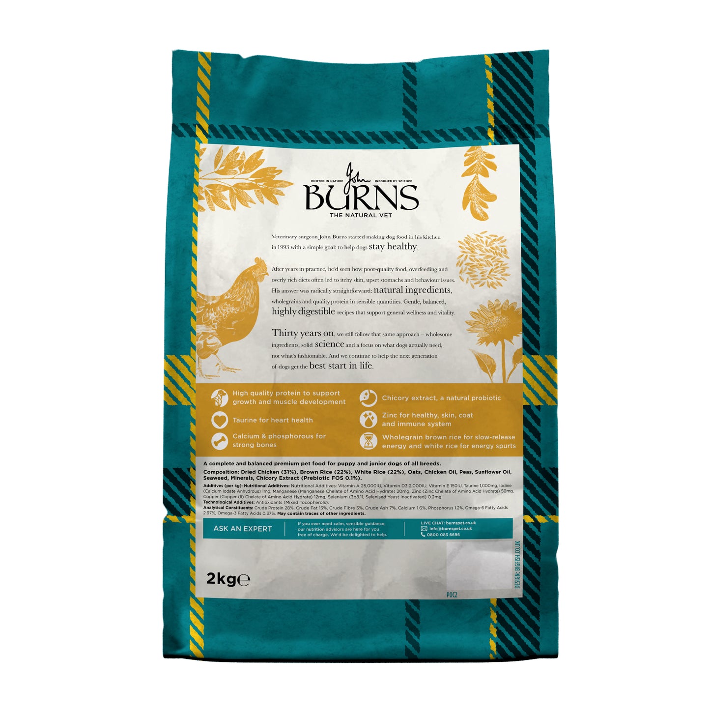 Puppy Original Chicken & Rice Dry Dog Food Burns Pet Nutrition