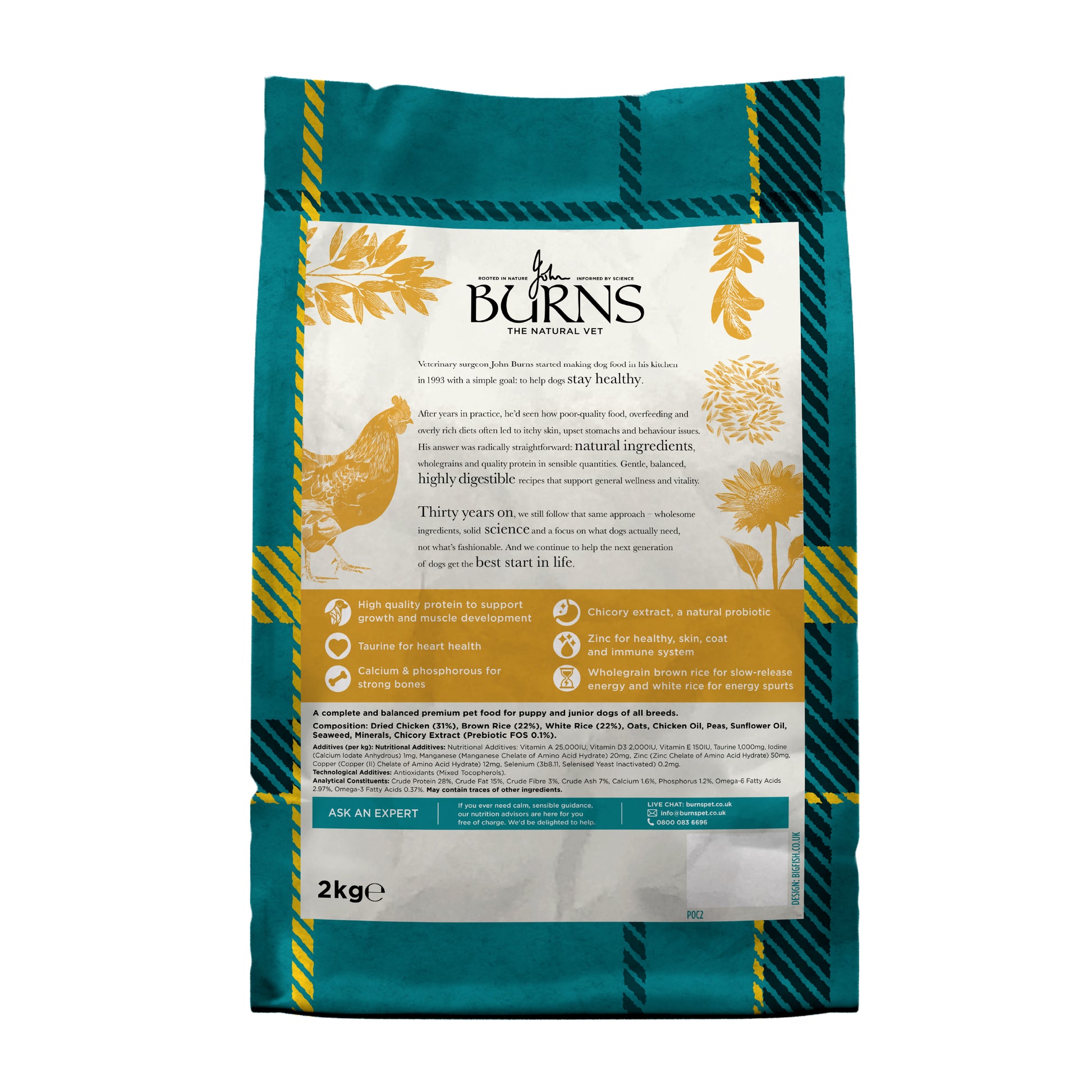 Puppy Original Chicken & Rice Dry Dog Food Burns Pet Nutrition