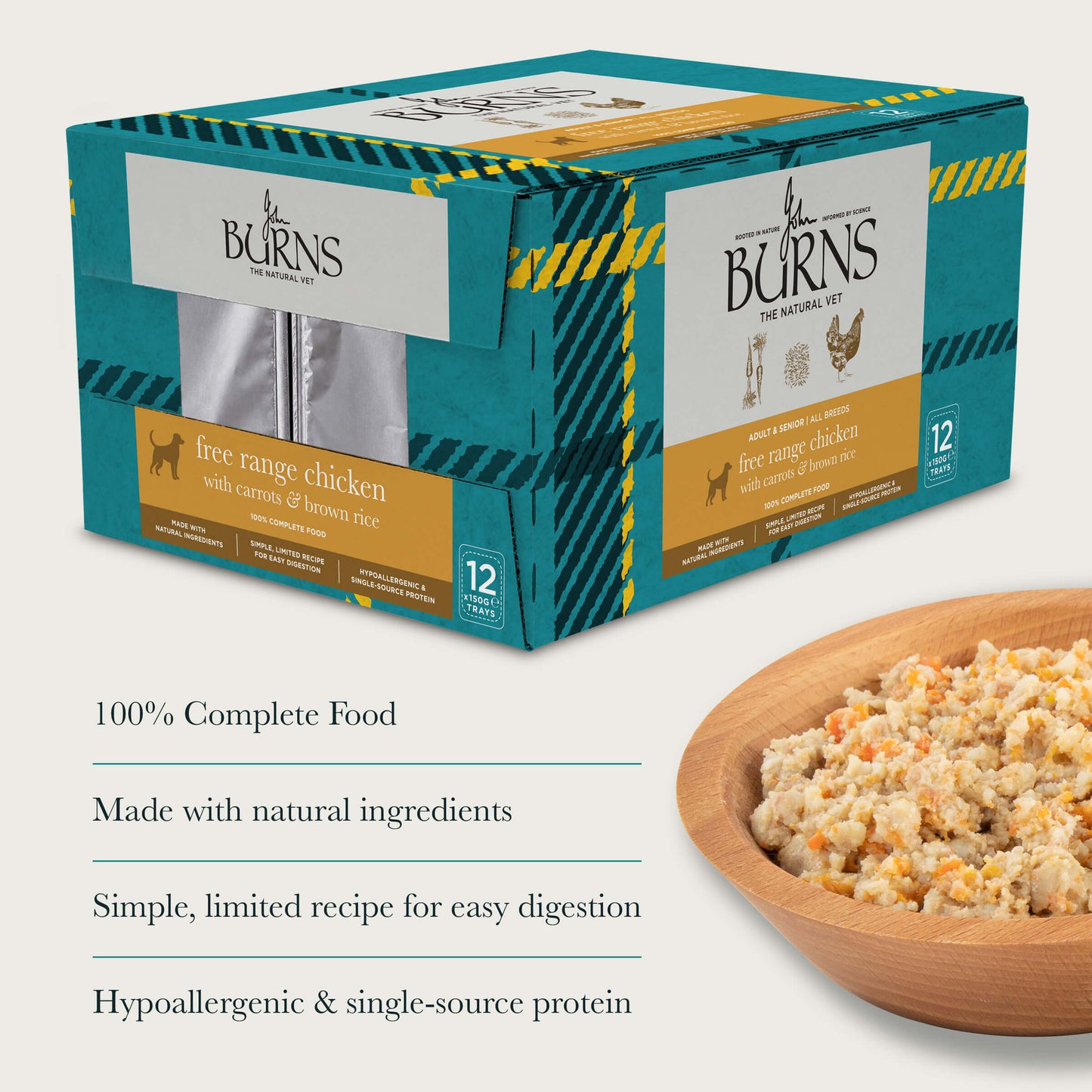 Free Range Chicken, Vegetables & Brown Rice Wet Dog Food Burns Pet Nutrition