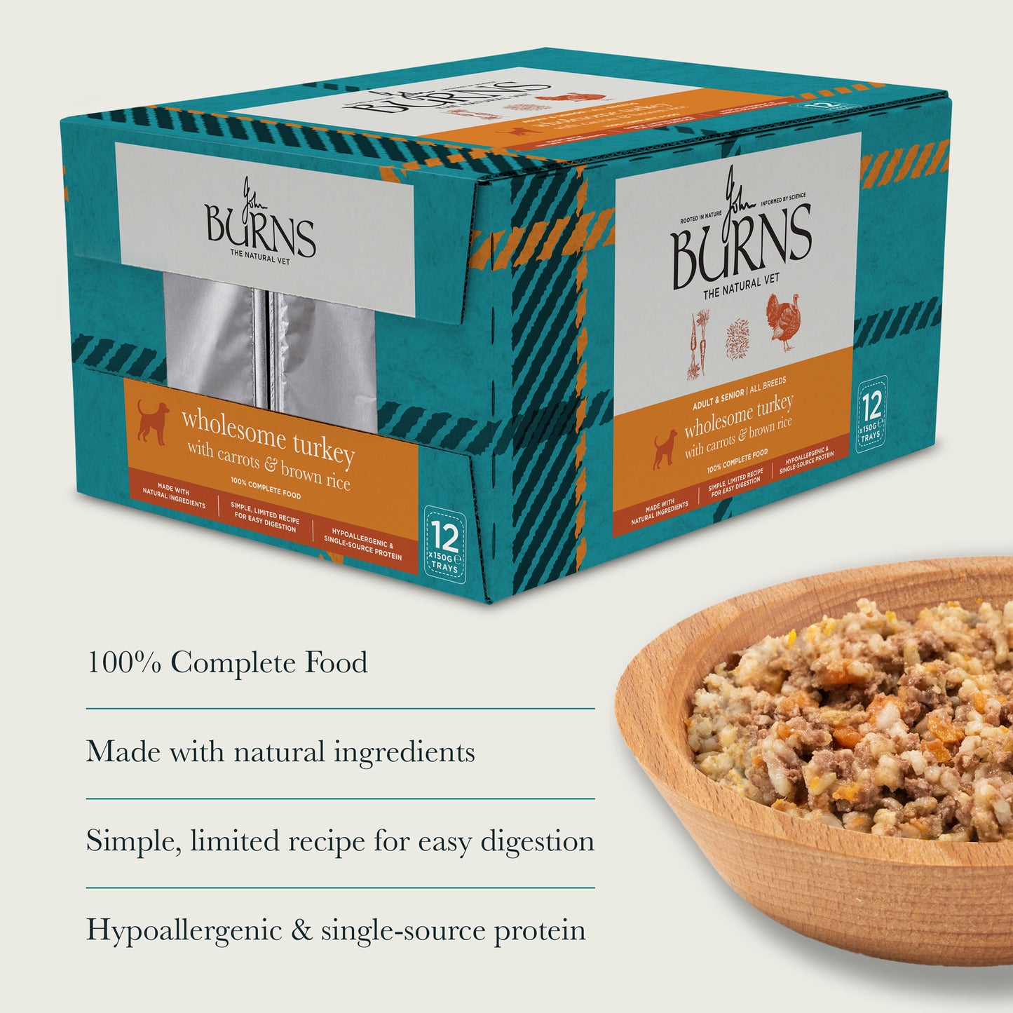 Wholesome Turkey with Carrots & Brown Rice Wet Dog Food Burns Pet Nutrition