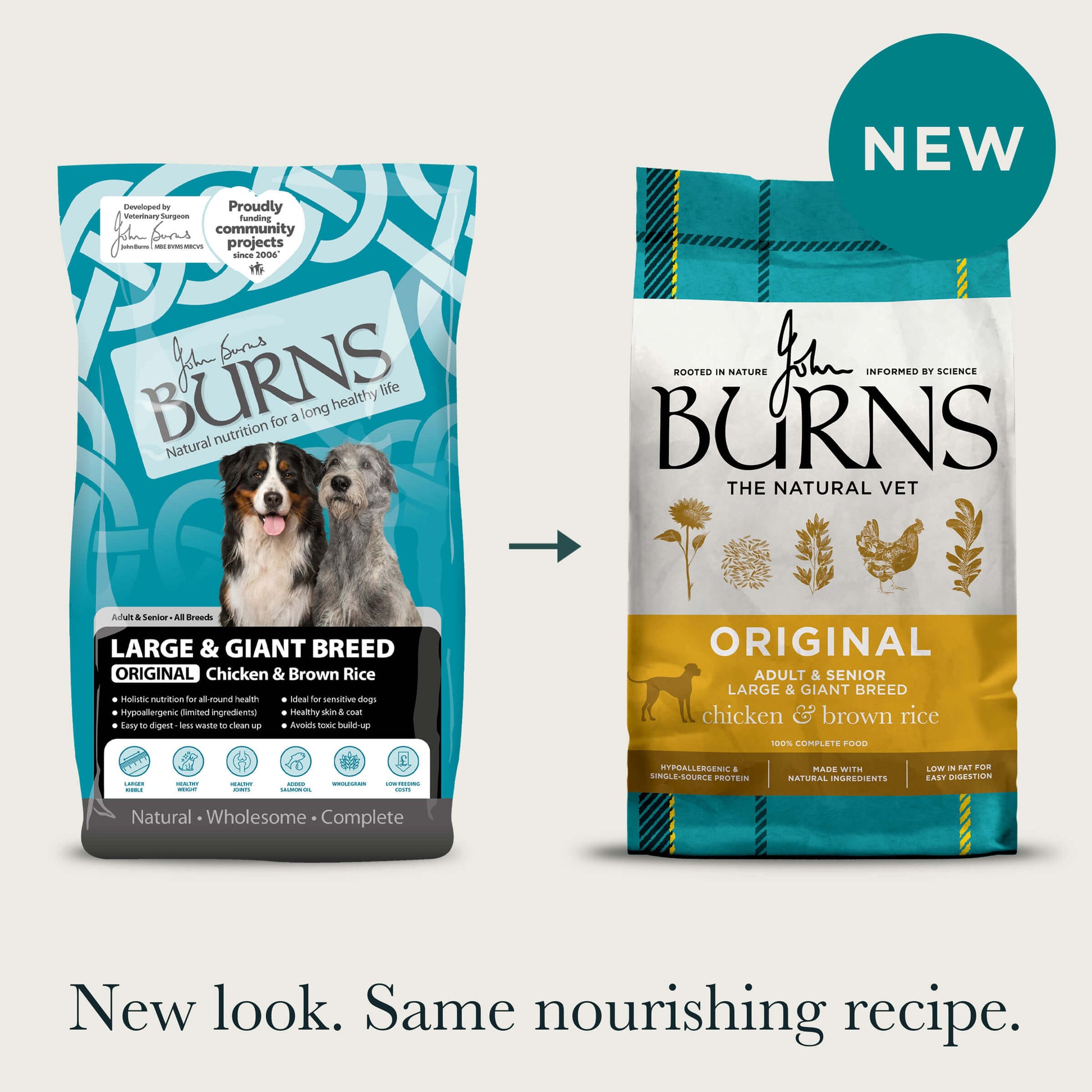 Large & Giant Breed Original Chicken & Brown Rice Dry Dog Food Burns Pet Nutrition