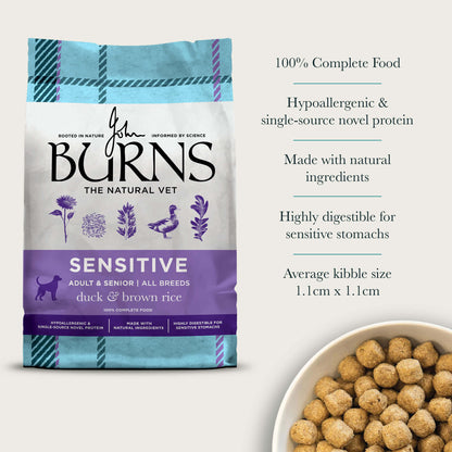 Sensitive Duck & Brown Rice Dry Dog Food Burns Pet Nutrition
