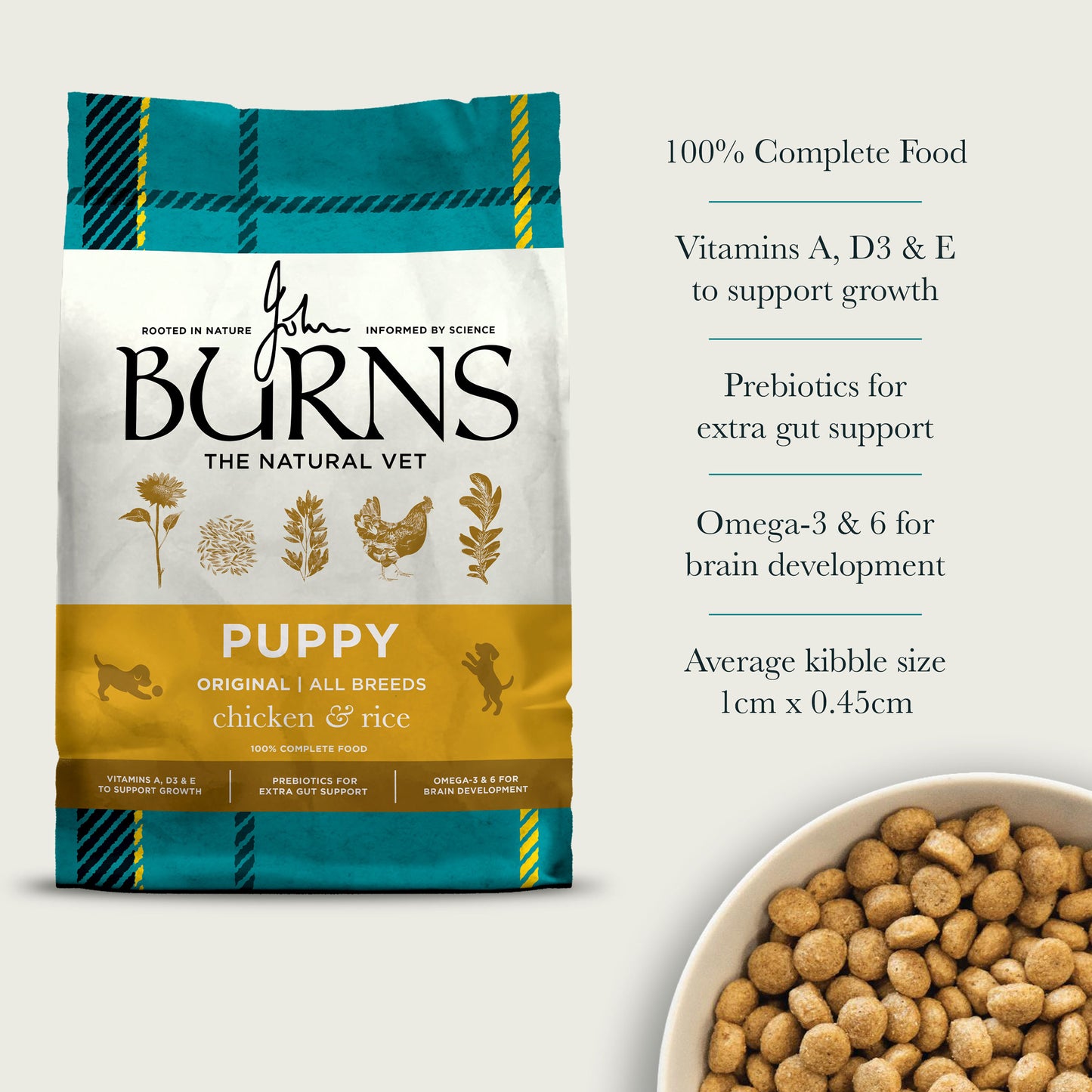 Puppy Original Chicken & Rice Dry Dog Food Burns Pet Nutrition