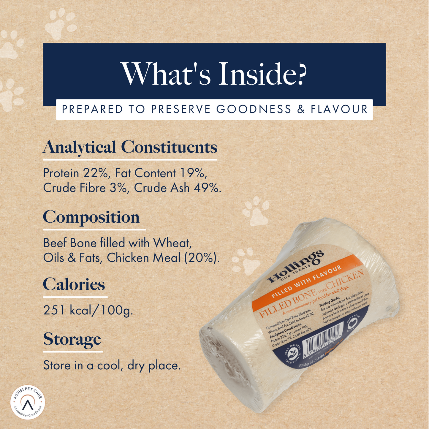 Hollings Filled Bone with Chicken Hollings